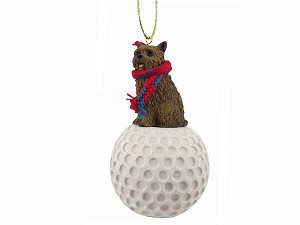 Norwich Terrier Dog on Golf Ball Christmas Ornament – Hand-Painted Stone Resin