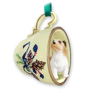 Petit Basset Griffon Vendeen Dog in Green Holiday Tea Cup Christmas Ornament