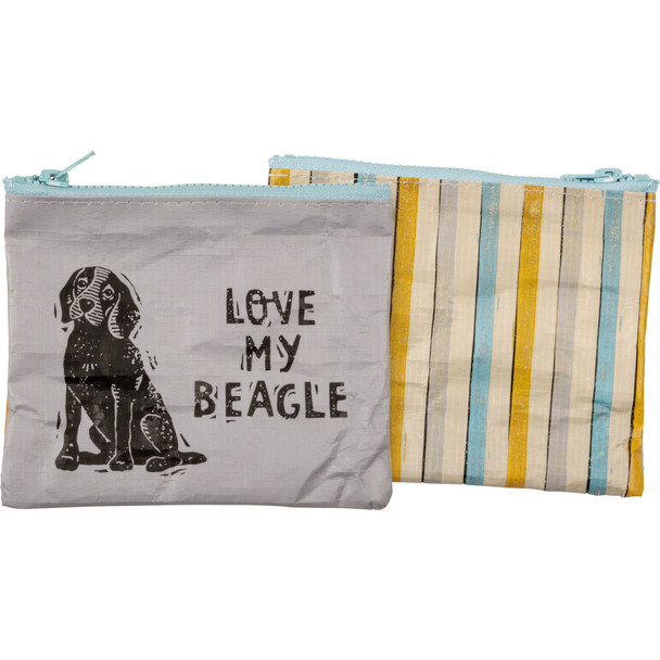 Dog Lover Double Sided Zipper Wallet - Love My Beagle 5.25 In x 4.25 In from Primitives by Kathy