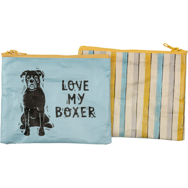 Dog Lover Double Sided Zipper Wallet - Love My Boxer - 5.25 In x 4.25 In from Primitives by Kathy