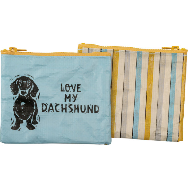 Dog Lover Double Sided Zipper Wallet - Love My Dachshund - 5.25 In x 4.25 In from Primitives by Kathy