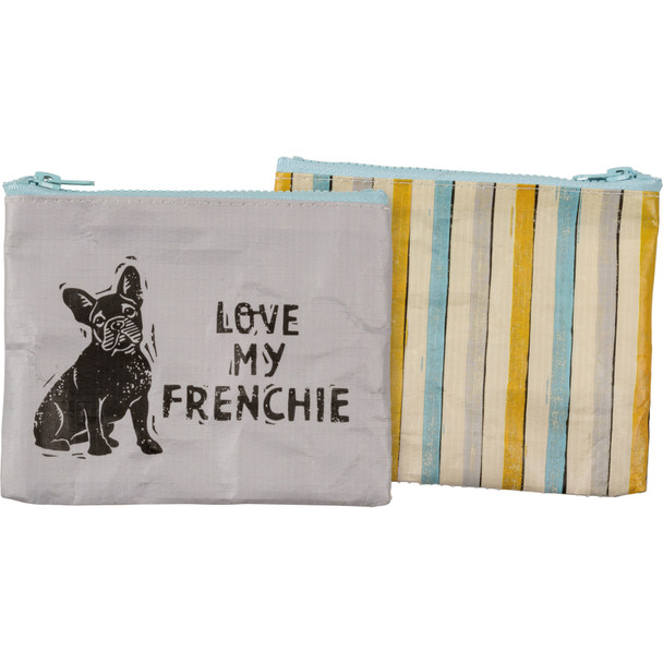 Dog Lover Double Sided Zipper Wallet - Love My Frenchie - 5.25 In x 4.25 In from Primitives by Kathy