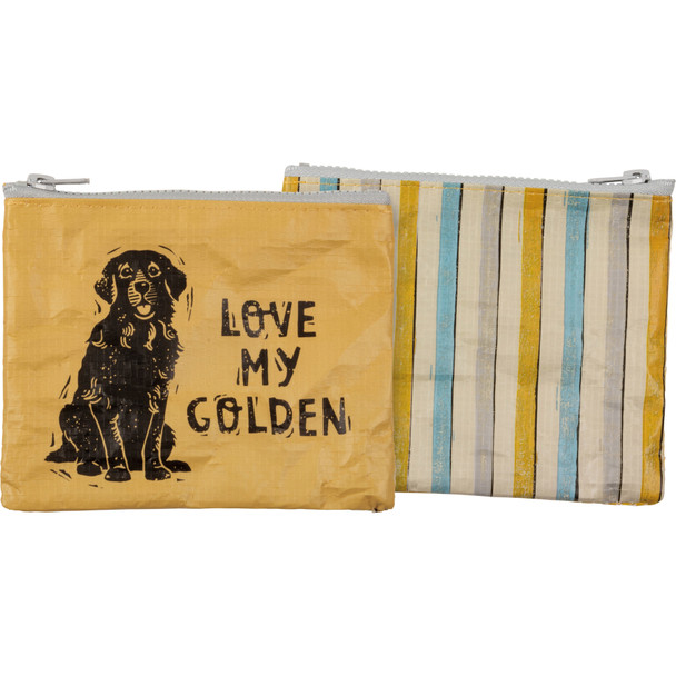 Dog Lover Double Sided Zipper Wallet  - Love My Golden Retriever - 5.25 In x 4.25 In from Primitives by Kathy