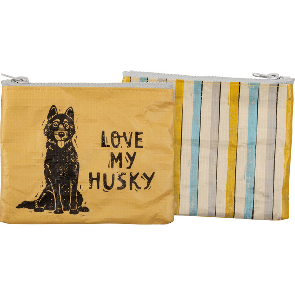 Dog Lover Double Sided Zipper Wallet  - Love My Husky - 5.25 In x 4.25 In from Primitives by Kathy