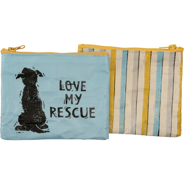 Dog Lover Double Sided Zipper Wallet  - Love My Rescue - 5.25 In x 4.25 In from Primitives by Kathy