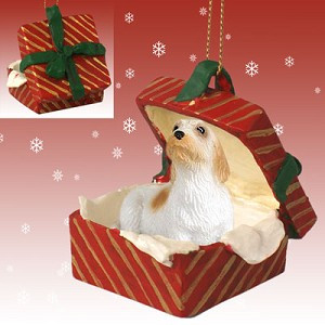 Gift Box Red Petit Basset Griffon Vendeen Dog in Red Gift Box Christmas Ornament
