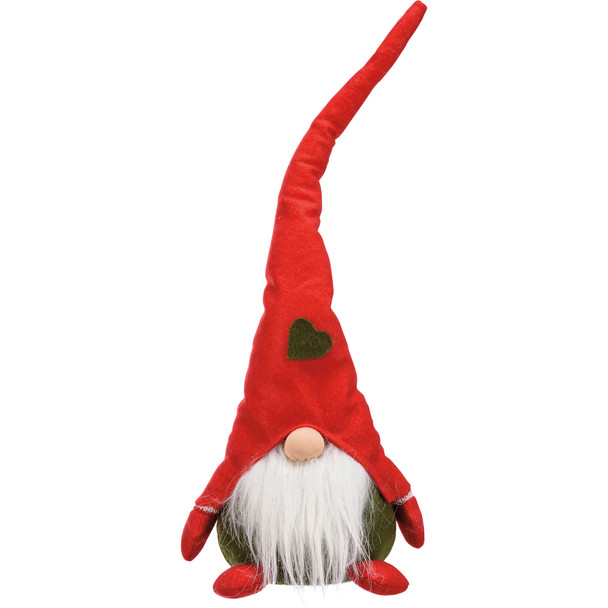 Sitting Christmas Gnome Figurine - 16 Inch - Fluffy Beard - Red Green White Colors from Primitives by Kathy