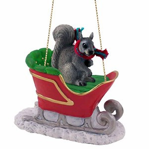 Gray Squirrel in Sleigh Christmas Tree Ornament – Conversation Concepts