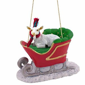 White Goat in Sleigh Christmas Tree Ornament – Conversation Concepts
