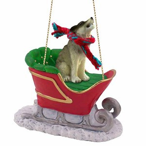Timber Wolf in Sleigh Christmas Tree Ornament – Conversation Concepts