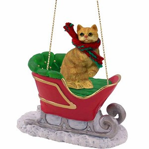 Red in Sleigh Christmas Ornament – Hand-Painted Stone Resin