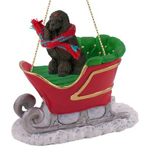 Chocolate Poodle Dog in Sleigh Christmas Tree Ornament – Conversation Concepts