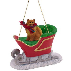 Red Pomeranian Dog in Sleigh Christmas Tree Ornament – Conversation Concepts