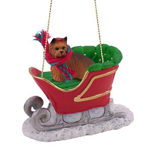 Yorkshire Terrier Dog in Sleigh Christmas Tree Ornament