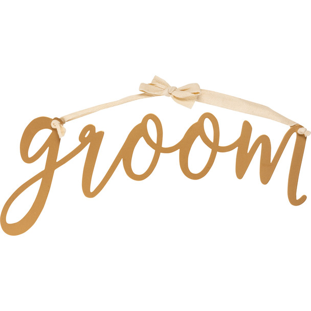 Decorative Metal Hanging Decor Sign - Wedding Groom Themed - 12.5 Inch from Primitives by Kathy