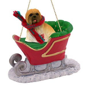 Brown Lhasa Apso Dog in Sleigh Christmas Tree Ornament – Conversation Concepts