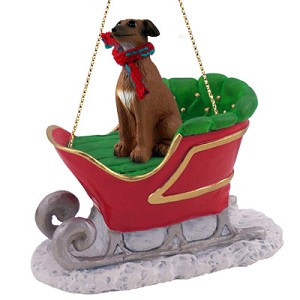Italian Greyhound Dog in Sleigh Christmas Tree Ornament