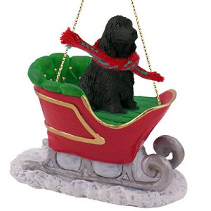 Black English Cocker Spaniel Dog in Sleigh Christmas Ornament