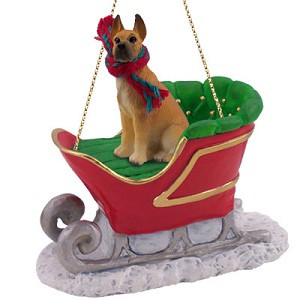 Fawn Great Dane Dog in Sleigh Christmas Tree Ornament – Conversation Concepts