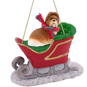 Tan Shih Tzu Dog in Sleigh Christmas Tree Ornament – Conversation Concepts