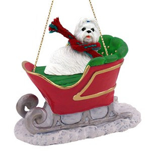 White Shih Tzu Dog in Sleigh Christmas Tree Ornament – Conversation Concepts
