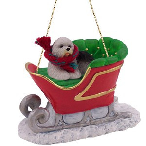 Old English Sheepdog in Sleigh Christmas Tree Ornament – Conversation Concepts