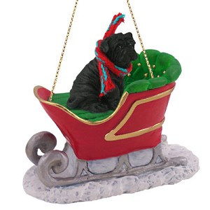 Black Shar Pei Dog in Sleigh Christmas Tree Ornament – Conversation Concepts