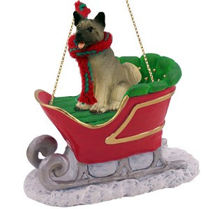 Gray Akita Dog in Sleigh Christmas Tree Ornament – Conversation Concepts