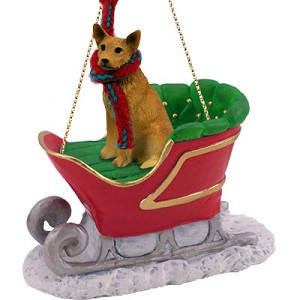 Red Australian Cattle Dog in Sleigh Christmas Tree Ornament