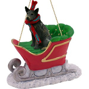 Blue Australian Cattle Dog in Sleigh Christmas Ornament