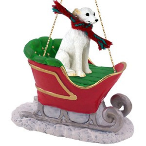 White Whippet Dog in Sleigh Christmas Tree Ornament – Conversation Concepts