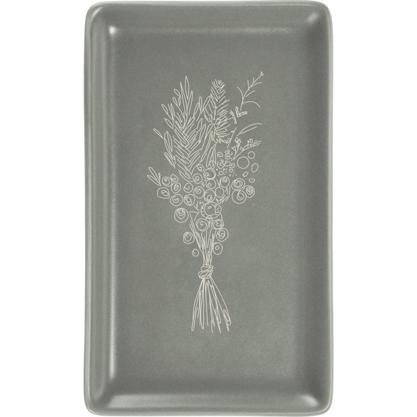 Decorative Stoneware Soap Dish Vanity Tray - Wildflowers 6.75 Inch x 4.25 Inch - Cottage Collection from Primitives by Kathy