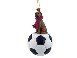 Soccer Bullmastiff Dog on Soccer Ball Christmas Ornament – Hand-Painted Stone Resin
