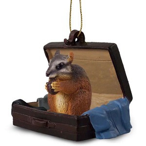 Chipmunk in Travel Suitcase Hanging Ornament – Hand-Painted Stone Resin