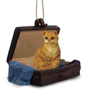 Red in Travel Suitcase Hanging Ornament – Hand-Painted Stone Resin