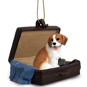 Beagle Dog in Travel Suitcase Hanging Ornament – Hand-Painted Stone Resin