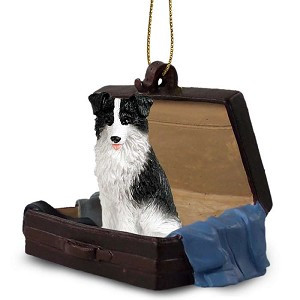 Border Collie Dog in Travel Suitcase Hanging Ornament – Hand-Painted Stone Resin