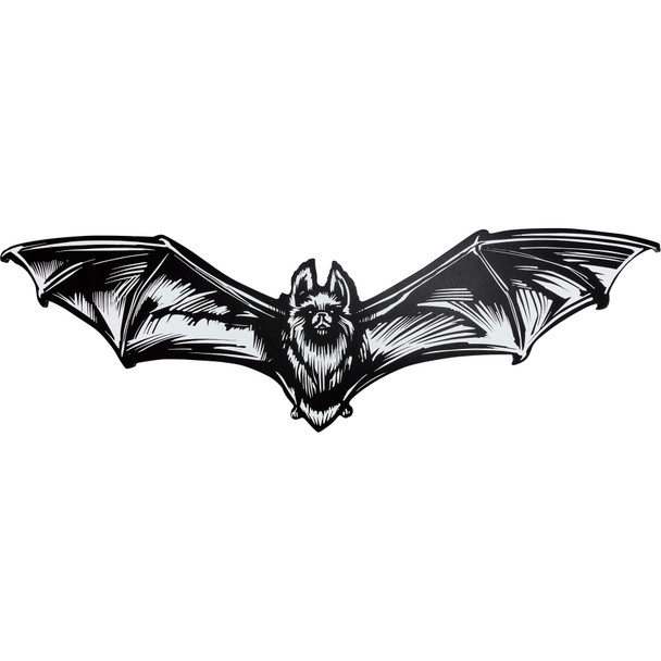 Wooden Wall Decor - Black & White Bat 24 In x 7.25 In - Halloween Collection from Primitives by Kathy