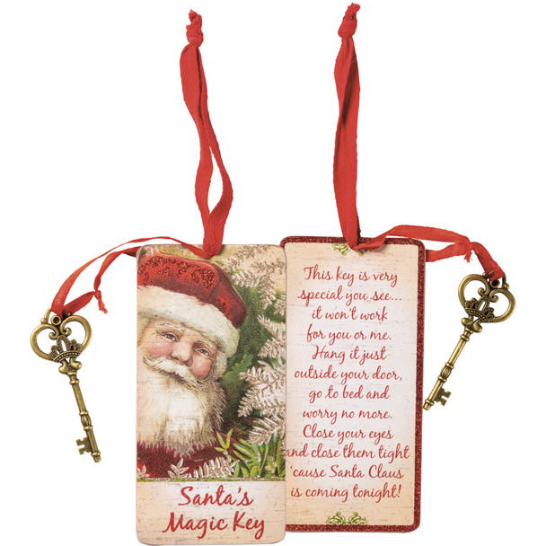 Santa's Magic Key Double Sided Wooden Hanging Ornament from Primitives by Kathy