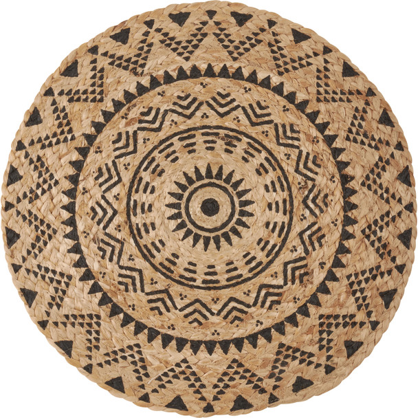 Round Jute Table Placemat - Bicolor Sunrays - 15 Inch Diameter - Bohemian Collection from Primitives by Kathy