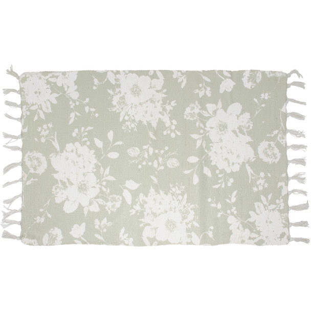 Decorative Entryway Area Rug Door Mat - Green Florals Design 34x20 from Primitives by Kathy
