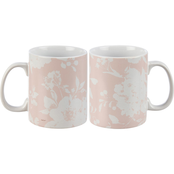 Stoneware Coffee Mug - Blush Floral Design 20 Oz from Primitives by Kathy