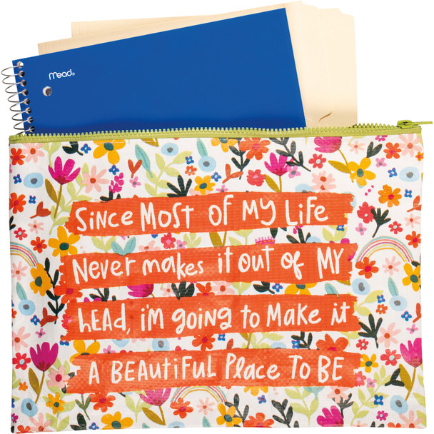 Double Sided Zipper Folder - Most Of My Life Make It A Beautiful Place To Be - Colorful Floral Design from Primitives by Kathy