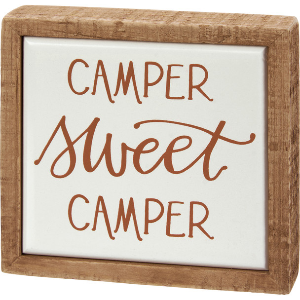 Decorative Wooden Box Sign Decor - Camper Sweet Camper - 4 Inch - Lake & Cabin Collection from Primitives by Kathy