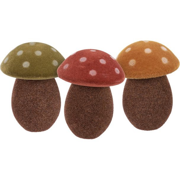 Set of 3 Decorative Mushroom Figurines - Various Colors 4x5 - Cottage Collection from Primitives by Kathy