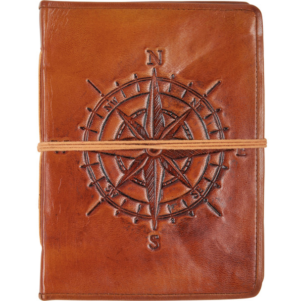 Leather Bound Journal - Debossed Compass Rose (96 Pages) - Lake & Cabin Collection from Primitives by Kathy