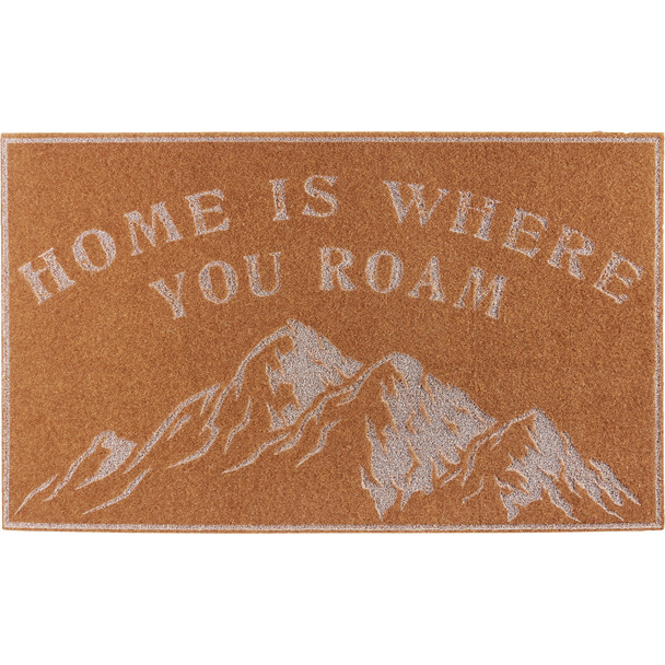 Decorative Entryway Door Mat Rug - Home Is Where You Roam - Mountains Design 30x18 from Primitives by Kathy