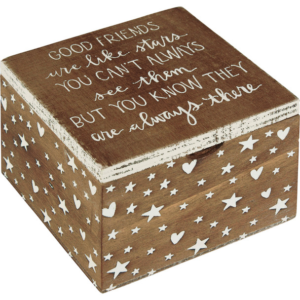 Decorative Wooden Hinged Keepsake Box - Good Friends Are Like Stars 4x4 from Primitives by Kathy