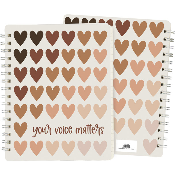 Double Sided Spiral Notebook - Your Voice Matters - Heart Print Design (120 Lined Pages) from Primitives by Kathy