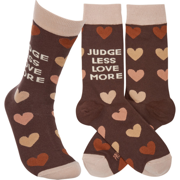 Colorfully Printed Cotton Socks - Judge Less Love More - Heart Pattern from Primitives by Kathy